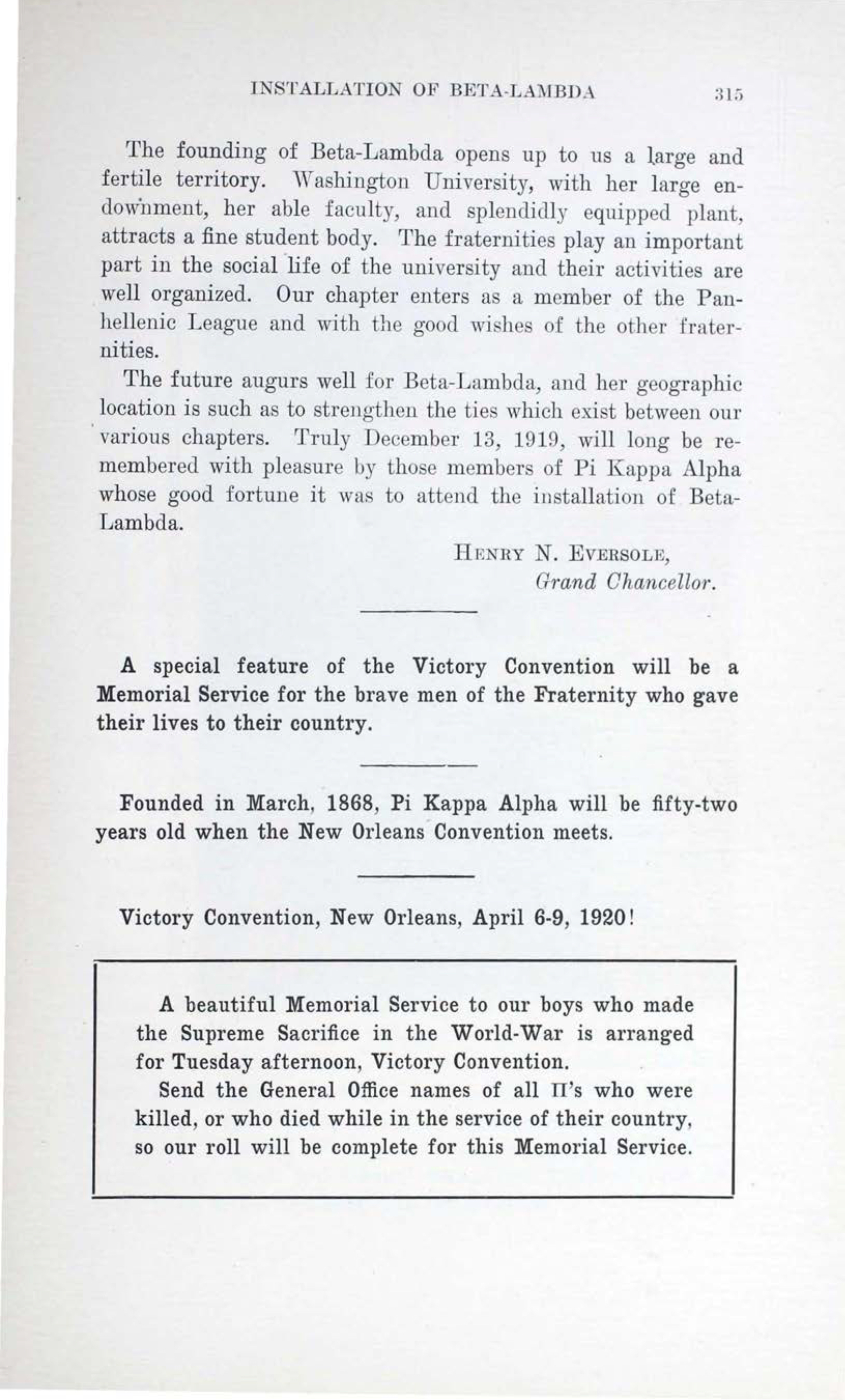 Victory Convention, New Orleans 3, February 1920